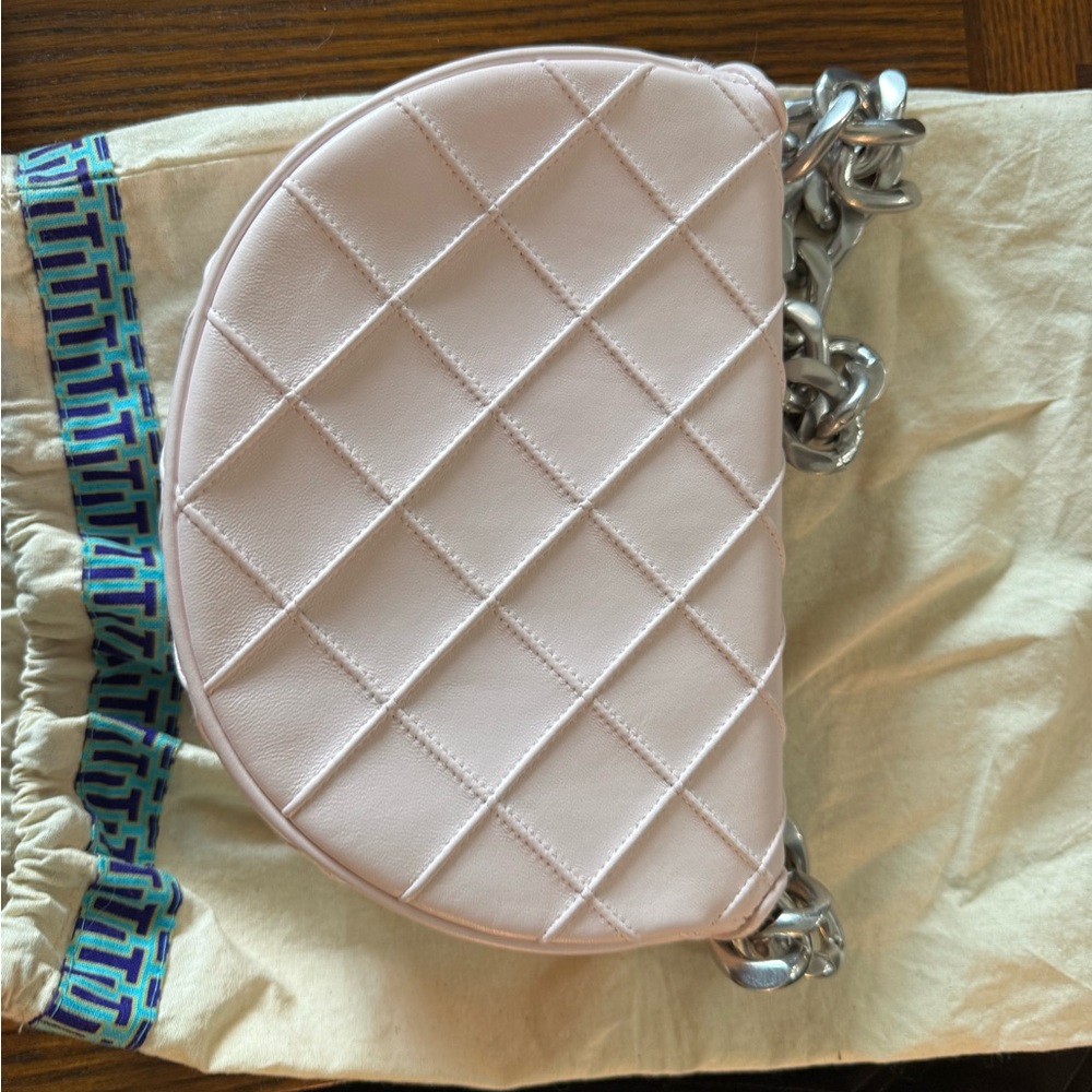 Tory Burch Pink Mini Fleming Crescent Bag. - Picture 5 of 5